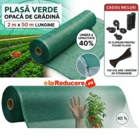 Plasa verde opaca 2 m x 50 m lungime, umbrire si opacitate 40%