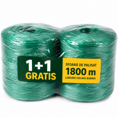 1 + 1 Gratis: Sfoara bobina, pentru palisat legume, verde, fir rasucit, 1800 metri fiecare