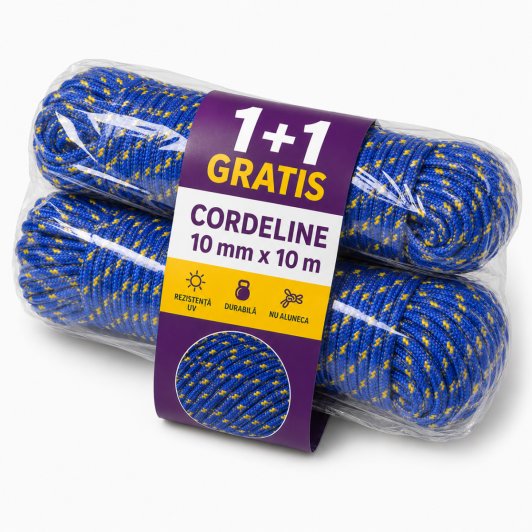 1+1 Gratis: Sfoara (cordelina) groasa de 10 mm,  sarcina de tractiune 140 kgf, 10 m fiecare