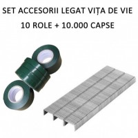 Set accesorii pentru aparat legat vita de vie: 10 role banda + 10.000 capse
