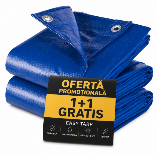 1 + 1 Gratis Prelata impermeabila 2 m X 3 m, de protectie, densitate de 80 G/MP si inele pe margini 1 + 1 Gratis Prelata impermeabila 2 m X 3 m, de protectie, densitate de 80 G/MP si inele pe margini