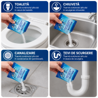 Set 3 x pudra ultra-eficienta pentru curatare si desfundare tevi, vas toaleta, scurgeri, etc