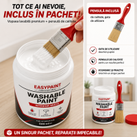 Vopsea lavabila pentru reparatii rapide + pensula aplicare, 500 ml - pentru interior Vopsea lavabila pentru reparatii rapide + pensula aplicare, 500 ml - pentru interior