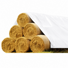 Prelata baloti,  3 x 10 m, alba, cauciucata, rezistenta, impermeabila, material PES 840D 380 g/mp