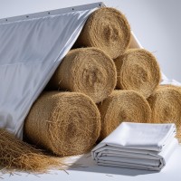 Prelata baloti,  3 x 20 m, alba, cauciucata, rezistenta, impermeabila, material PES 840D 380 g/mp