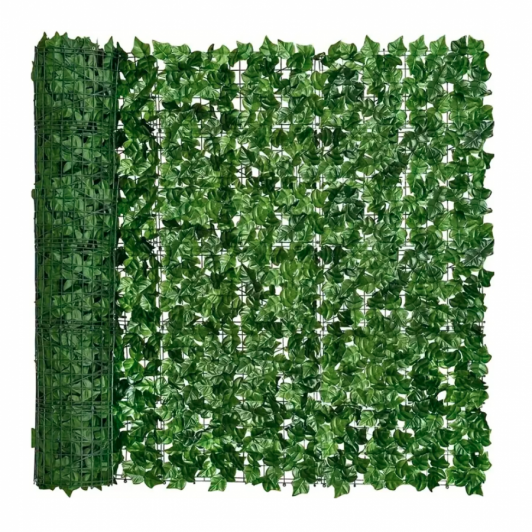 Gard paravan viu 100 cm x 300 cm dimensiuni cu frunze artificiale verde inchis