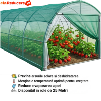 Plasa verde opaca 2 m x 25 m lungime umbrire si protectie opacitate 40% + gratuit 100 coliere
