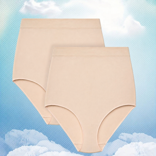 Set 2 Chiloti cu talie inalta Gama Mare: bej, modelatori, elastici XL- XXXL (gama mare)