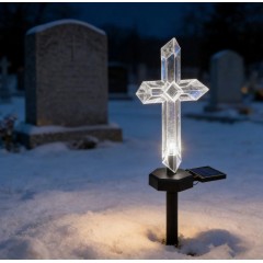 Lampa solara Cruce, lumina led LED multicolor, pentru cimitir, rezistenta la intemperii, 48.5 cm Lampa solara Cruce, lumina led LED multicolor, pentru cimitir, rezistenta la intemperii, 48.5 cm