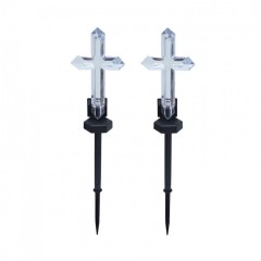 1 + 1 Gratis Lampa solara Cruce, lumina led LED multicolor, pentru cimitir, 48.5 cm fiecare