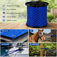 Sfoara tip cordelina din poliester 12 mm x 50 m lungime, rezistenta si durabila, cu diametru 12 mm