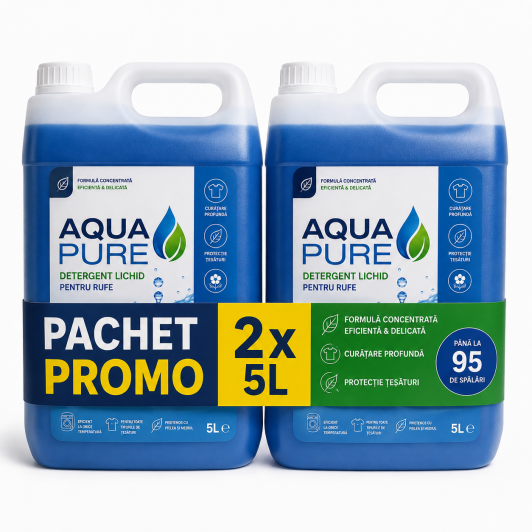 Pachet PROMO 2 x Detergent Profesional Romanesc Aqua Pure, 3 in 1, bidon 5L fiecare