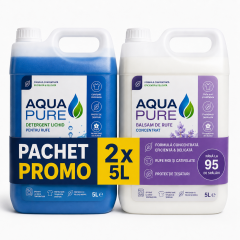 Pachet PROMO Balsam + Detergent Profesional Romanesc Aqua Pure, 3in1, bidon 5L fiecare