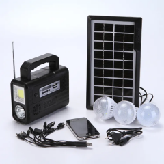 Kit panou solar 3 becuri LED radio digital afisaj incarcare telefon telecomanda bluetooth lanterna