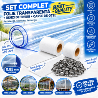 Folie cristal groasa 2 m x  3 m inchidere terase/foisoare + 2 x role tiv-uri + set 25 capse otel