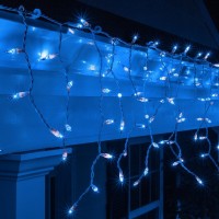 1 + 1 Gratis Instalatii franjuri led Craciun 12 m, 300 LED, cu franjuri, albastru, total 24 metri