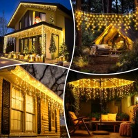 1 + 1 Gratis Instalatii franjuri led Craciun 12 m, 300 LED, cu franjuri, alb cald, total 24 metri