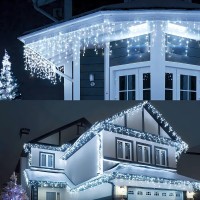 1 + 1 Gratis Instalatii franjuri led Craciun 12 m, 300 LED, cu franjuri, alb rece, total 24 metri