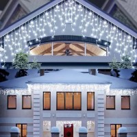 1 + 1 Gratis Instalatii franjuri led Craciun 12 m, 300 LED, cu franjuri, alb rece, total 24 metri