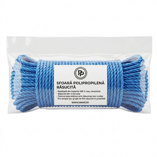 Sfoara 6 mm x 25 m, rasucita din 4 toroane Sfoara 6 mm x 25 m, rasucita din 4 toroane