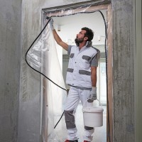 1+1 Gratis Folie de protectie pentru usa, cu fermoar, 1.2 x 2.15 metri + Banda fixare cadou