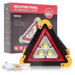 Triunghi Multifunctional, IP65, 800 lm, 2 x AA, Functie Incarcare Telefon, USB si Micro USB, COB