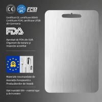 Tocator din Otel Inoxidabil 304, 2 Suprafete, 29 x 20 x 0.1 cm