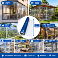 Folie cristal 1.4 m x 10 m x 0.4 mm transparenta inchidere terase foisoare ultra rezistenta Folie cristal 1.4 m x 10 m x 0.4 mm transparenta inchidere terase foisoare ultra rezistenta