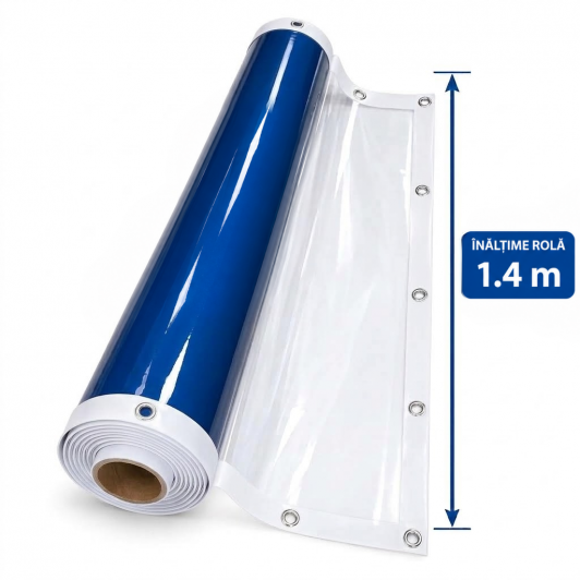 Folie cristal cu inele 1.4 m x 2 m x 0.4 mm transparenta inchidere terase foisoare ultra rezistenta