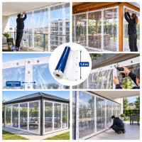 Folie cristal cu inele 1.4 m x 2 m x 0.4 mm transparenta inchidere terase foisoare ultra rezistenta