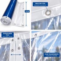 Folie cristal cu inele 1.4 m x 2 m x 0.4 mm transparenta inchidere terase foisoare ultra rezistenta