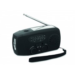 Radio portabil cu lanternă LED și powerbank 1200mAh. Autoalimentat cu energie solară și manivelă.