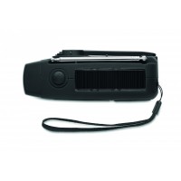 Radio portabil cu lanternă LED și powerbank 1200mAh. Autoalimentat cu energie solară și manivelă.