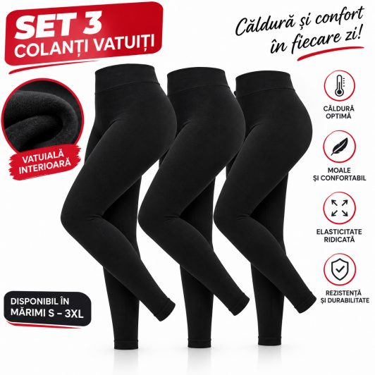 Set 3 x Colanti vatuiti 1200 DEN, negrii - Ideali pentru orice tinuta!