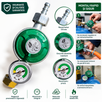 Regulator de presiune butelie gaz cu manometru - Siguranta si Control Total