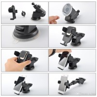 Suport profesional auto pentru telefon, telescopic, rotatie 360 grade, negru