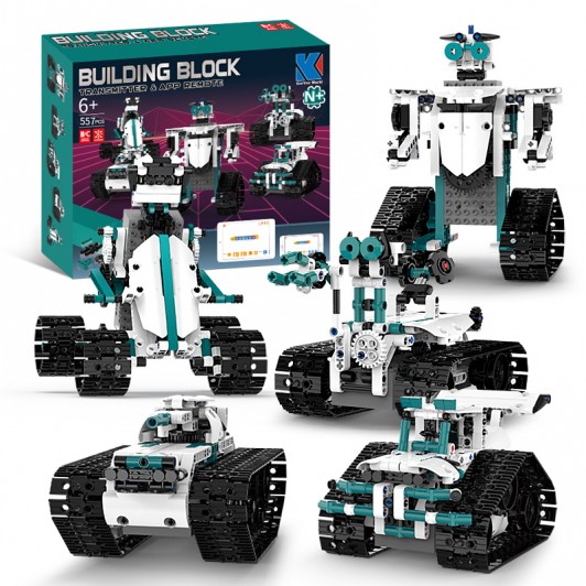 Set educativ 5-in-1 Robot STEM cu Programare prin Aplicație – Jucărie Inteligentă DIY Electrică