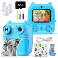 Aparat foto instant pentru copii-imprimare instantanee + funcții foto/video, ideal pentru cadou, roz