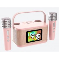 Microfon Karaoke Portabil cu Boxă Bluetooth, Lumini LED, 2000mAh, copii