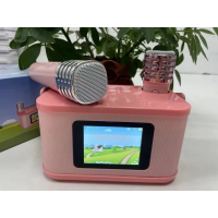 Microfon Karaoke Portabil cu Boxă Bluetooth, Lumini LED, 2000mAh, copii