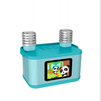 Microfon Karaoke Portabil cu Boxă Bluetooth, Lumini LED, 2000mAh, copii, ALBASTRU