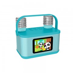 Microfon Karaoke Portabil cu Boxă Bluetooth, Lumini LED, 2000mAh, copii, ALBASTRU