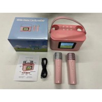 Microfon Karaoke Portabil cu Boxă Bluetooth, Lumini LED, 2000mAh, copii, ALBASTRU