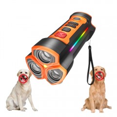 Dispozitiv ultrasonic 3-în-1 pentru dresare și protecție împotriva câinilor, cu lanternă LED