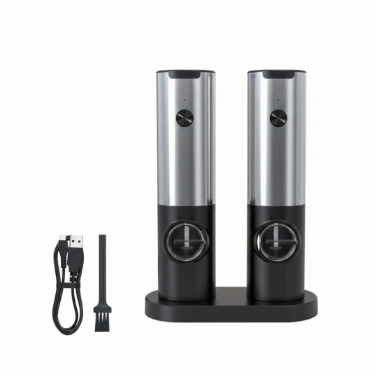 Râșniță electrică dubla sare și piper, USB, automată, reglaj fin, LED–pentru bucătărie modernă Râșniță electrică dubla sare și piper, USB, automată, reglaj fin, LED–pentru bucătărie modernă