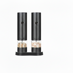 Râșniță dubla electrică sare și piper, USB, automată, reglaj fin, LED–pentru bucătărie modernă-negru