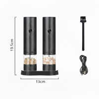 Râșniță dubla electrică sare și piper, USB, automată, reglaj fin, LED–pentru bucătărie modernă-negru