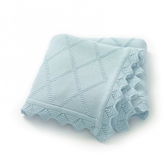 Păturică bebe 100% bumbac moale 70x90 cm – alb, bleu, roz | Confort pentru nou-născuți