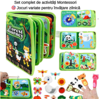 Carte Montessori din fetru cu activități,Jucărie educativă copii, motricitate și învățare prin joacă