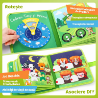 Carte Montessori din fetru cu activități,Jucărie educativă copii, motricitate și învățare prin joacă